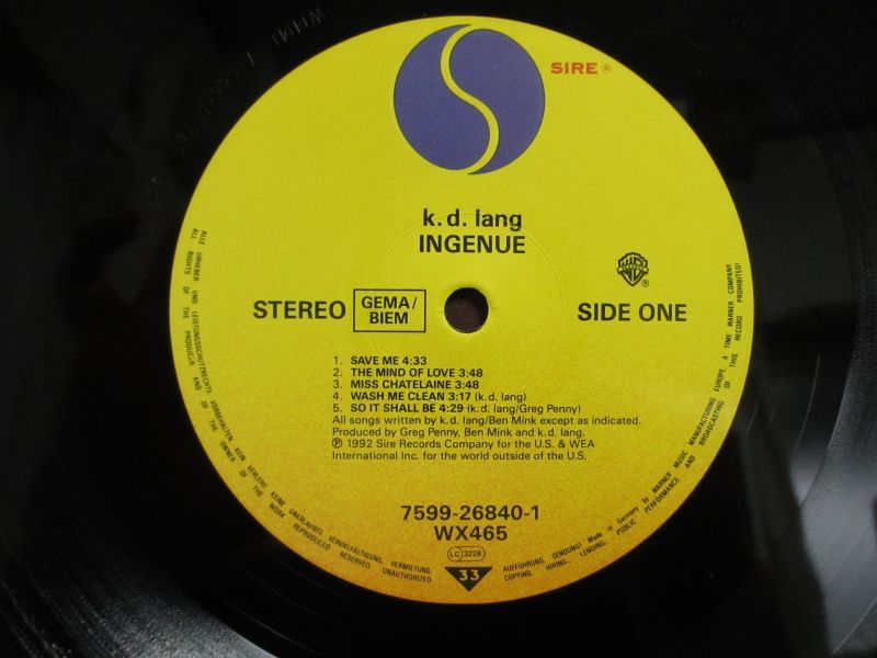 k.d. lang / Ingenue - Guitar Records